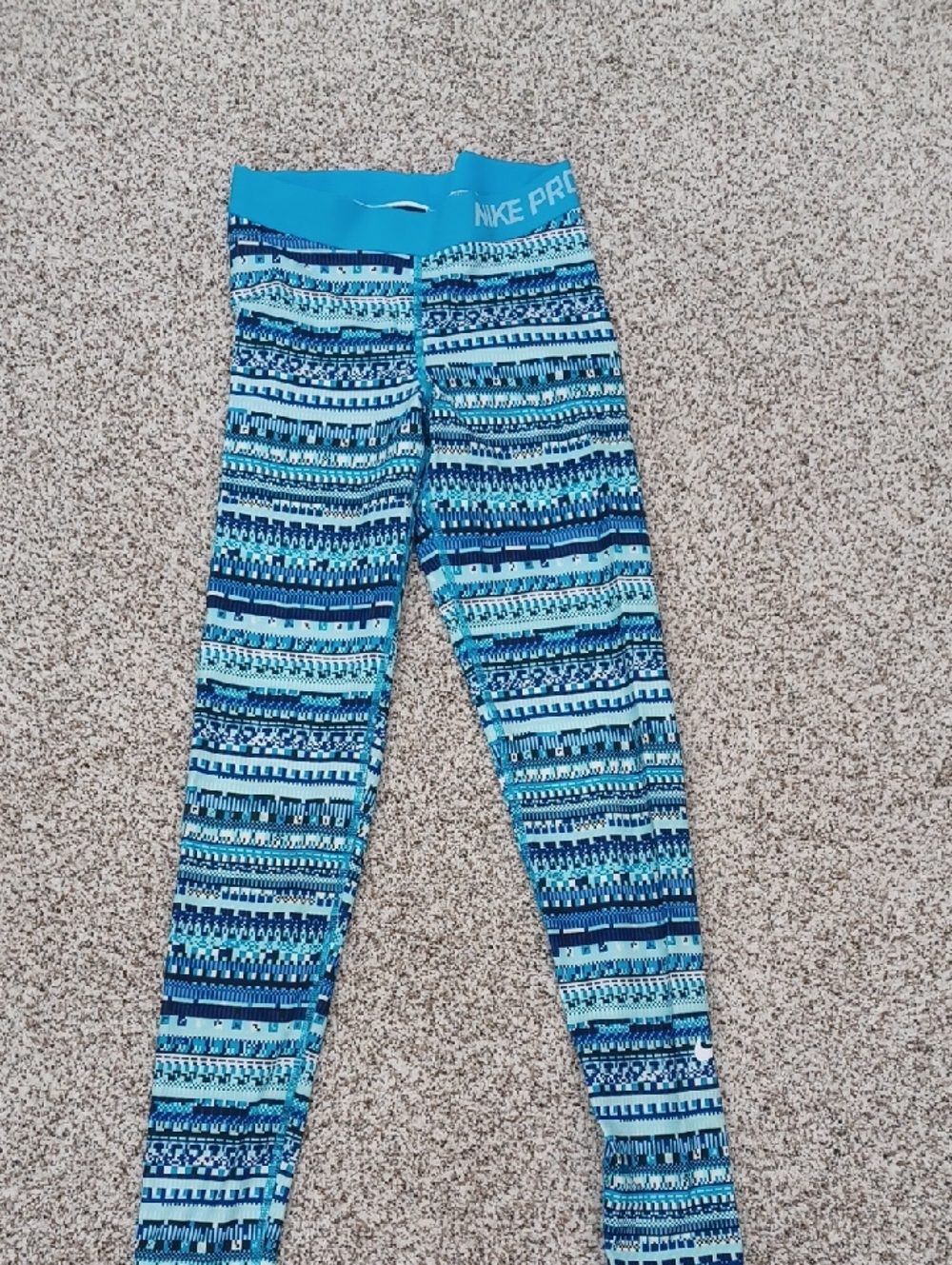 Nike Women's Blue Multi-Pattern Athletic Leggings Size Small